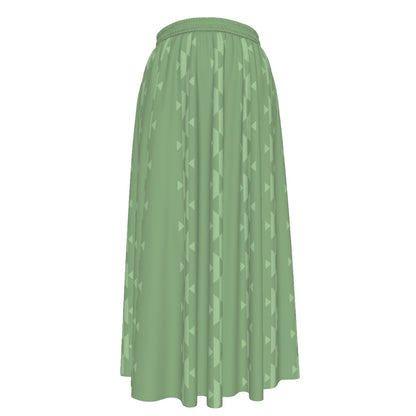 Green Basket Design Maxi Skirt