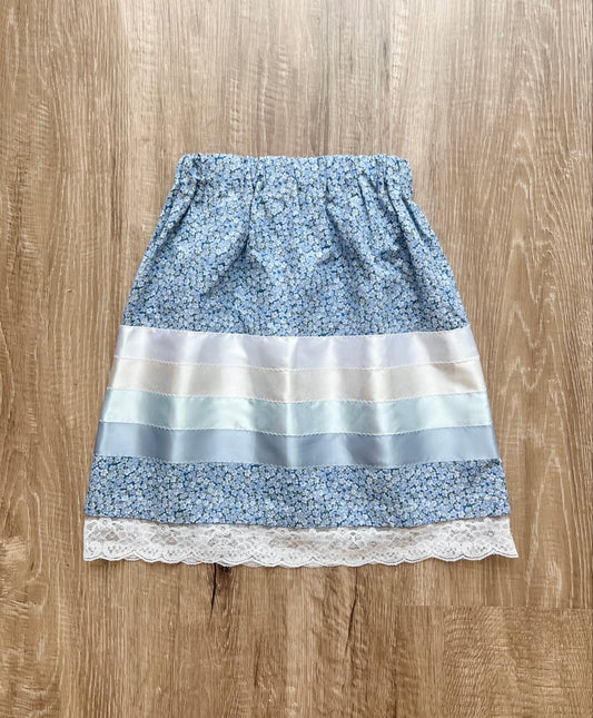 Blue With Lace Ribbon Skirt
